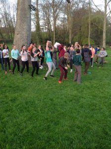 Highclare Senior School pupils in Normandy - team building games